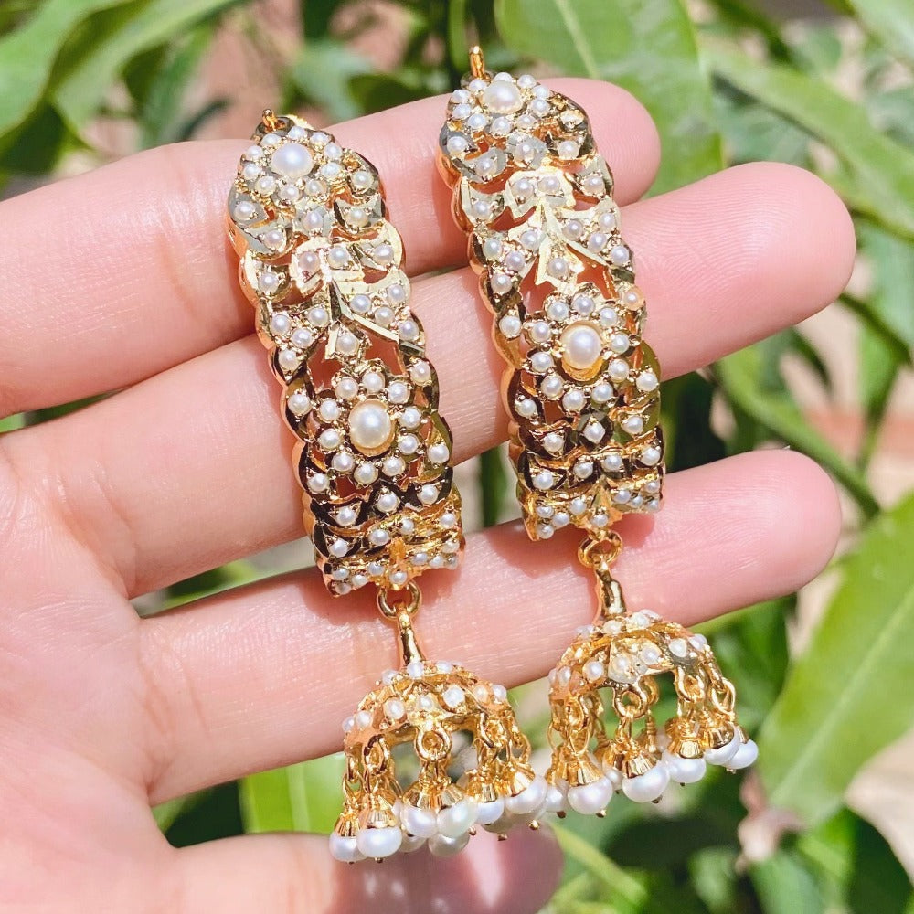 punjabi dandi jhumki in pearls