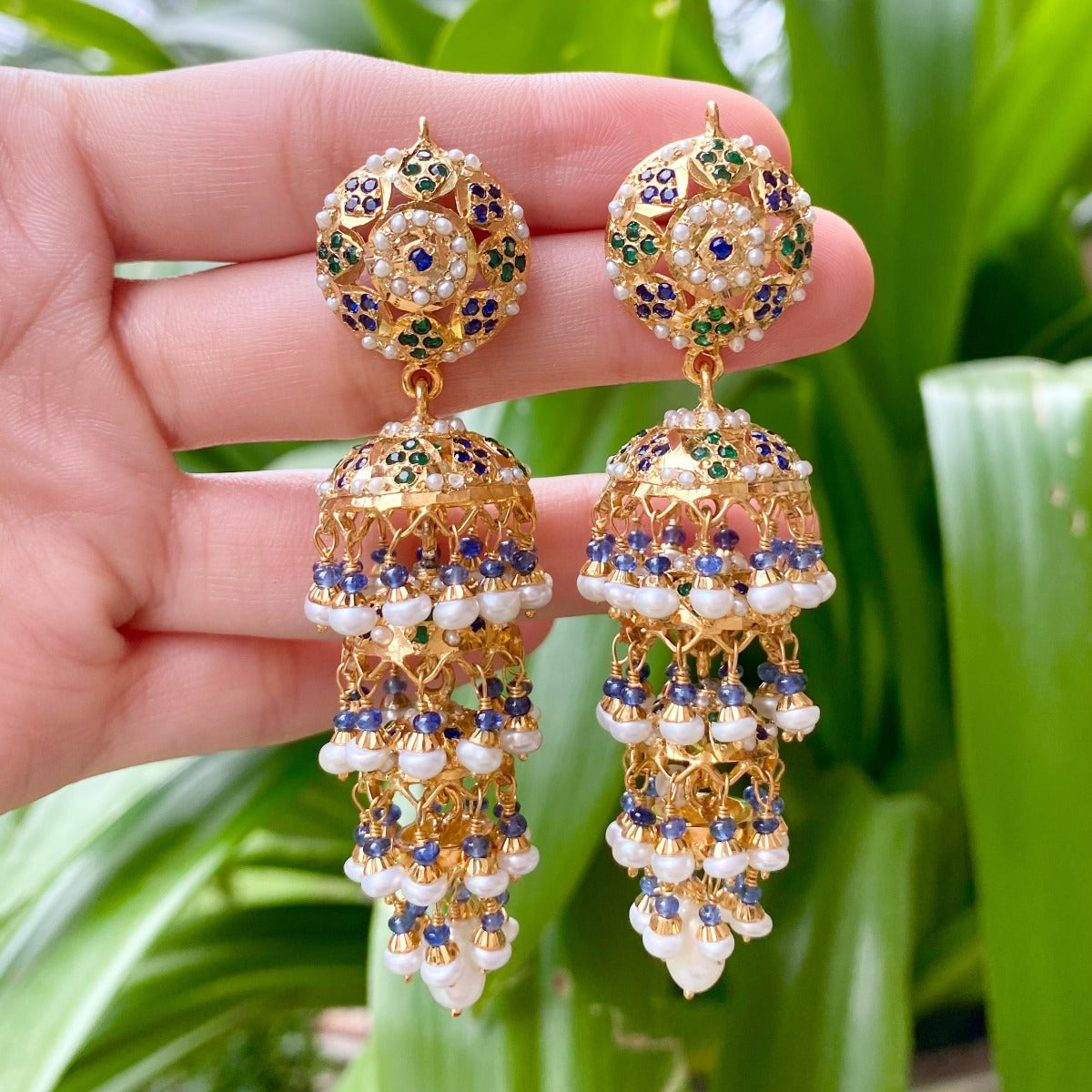 Indian Triple Jhumka Earrings | Long Indian Jhumkas for Women ER 213