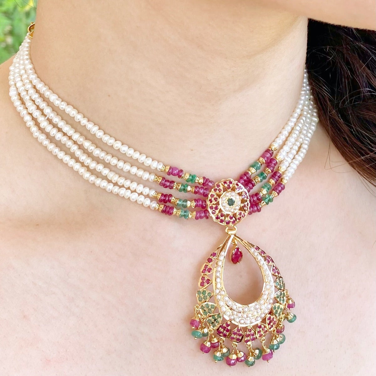 ruby emerald necklace