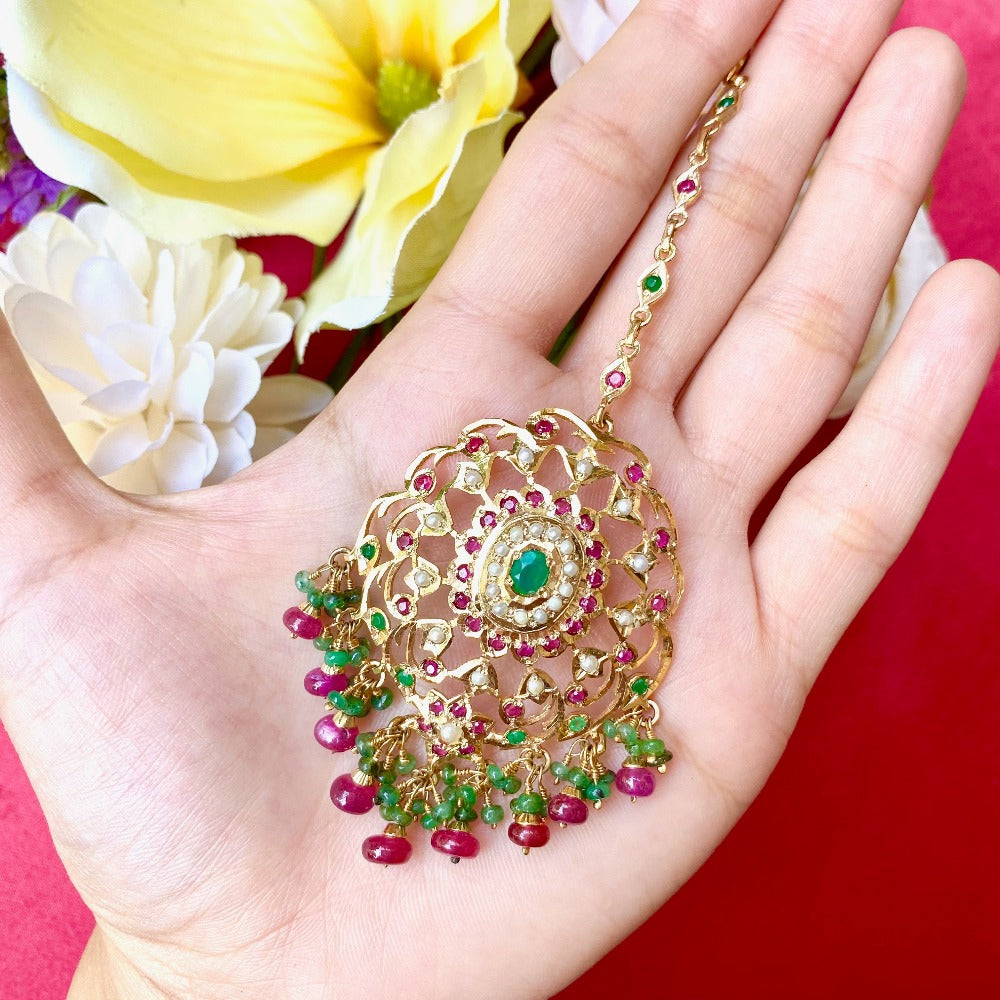 ruby emerald jadau tikka under 50000