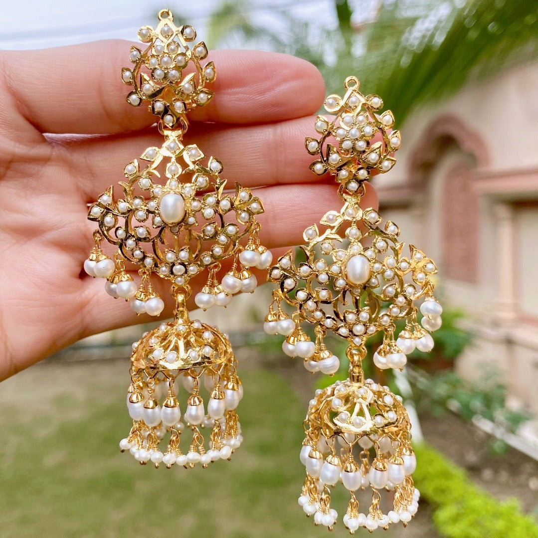 gold plated jhumka undmer 20000