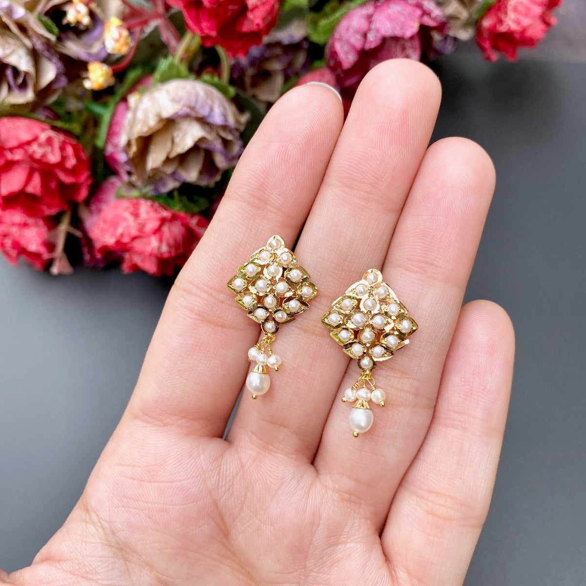 real gold jadau earrings under 50000