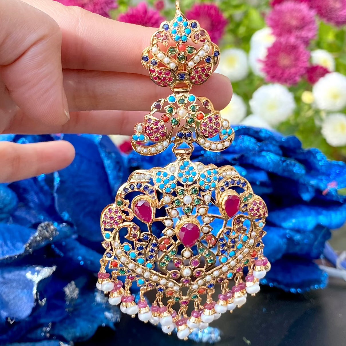 heavy navratna earrings