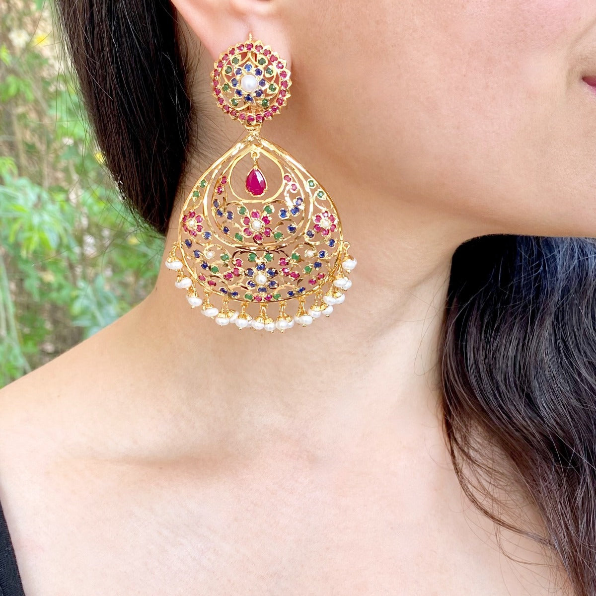 gold plated kundan chandbali