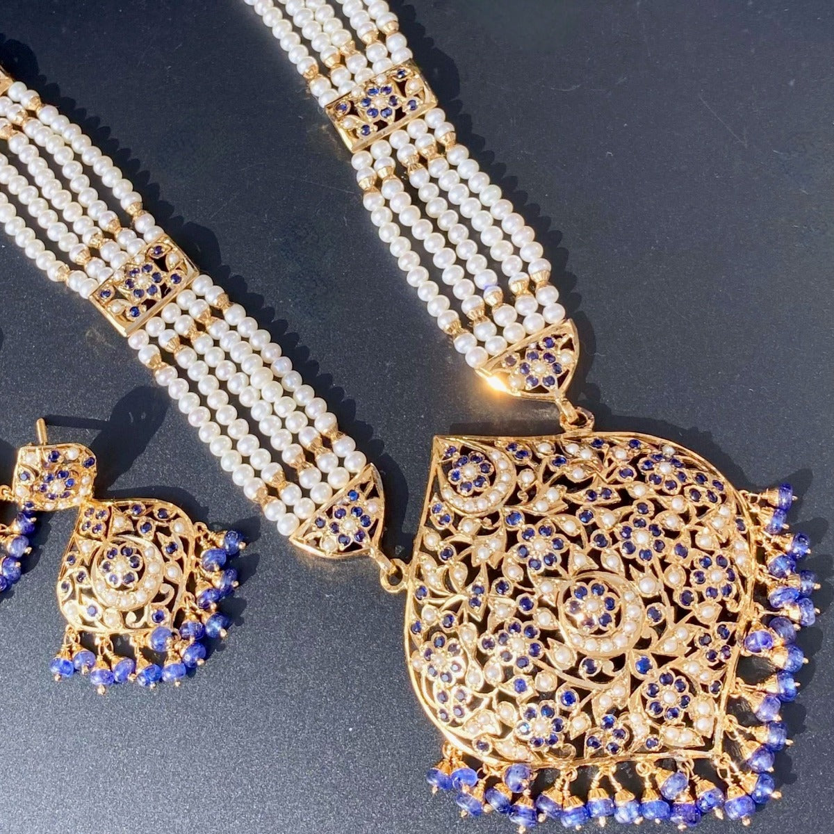 blue sapphire rani haar set