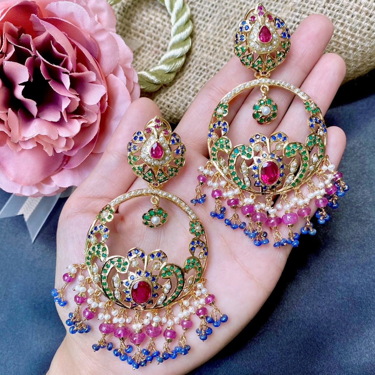 oversized indian earrings for women