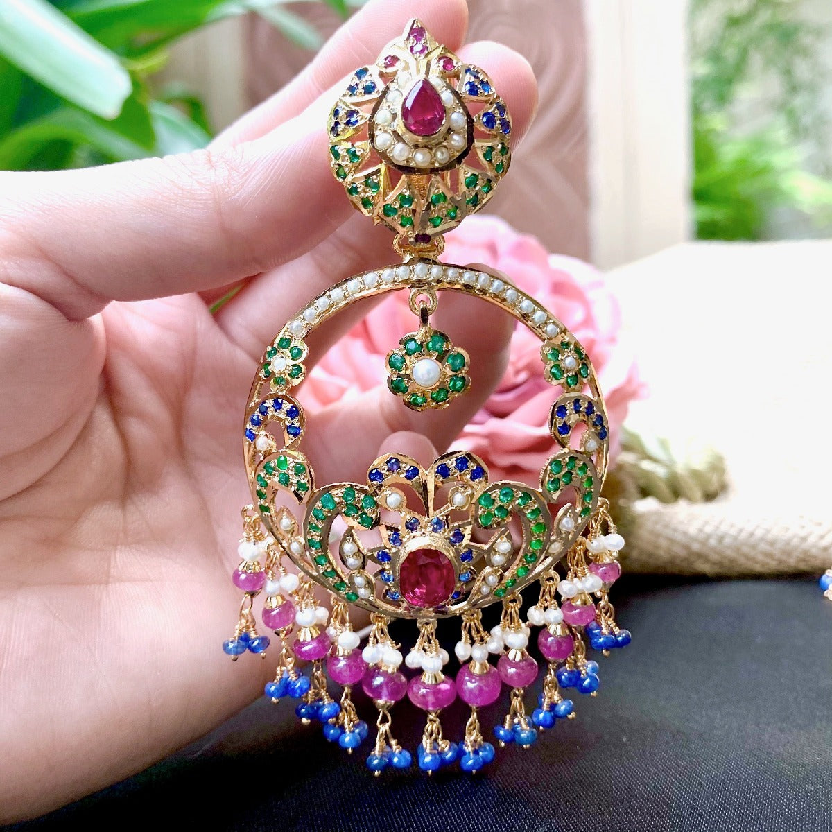 large antique chandbali earrings