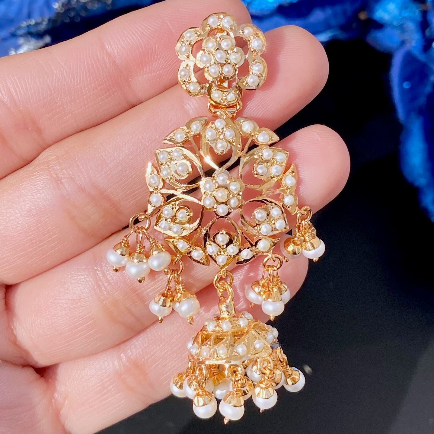 قلادة اللؤلؤ الرقيقة مع أقراط Jhumki NS 266A