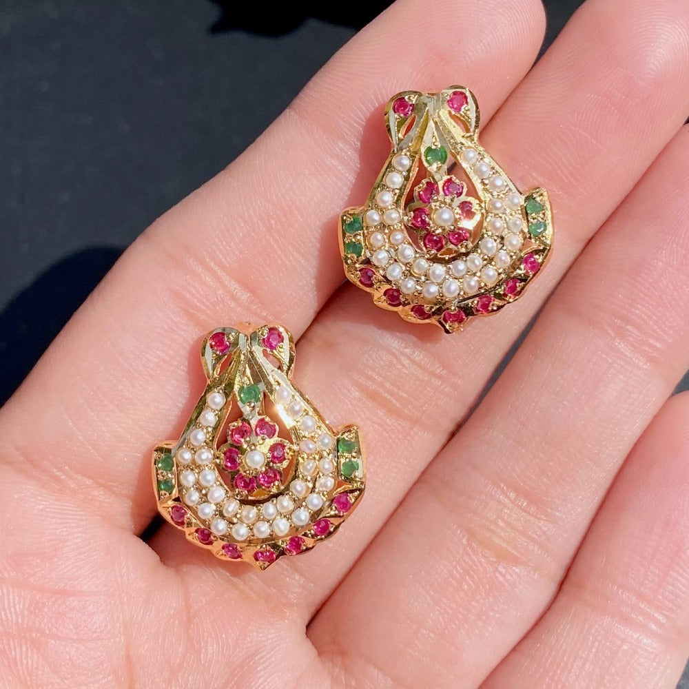 ruby emerald studs