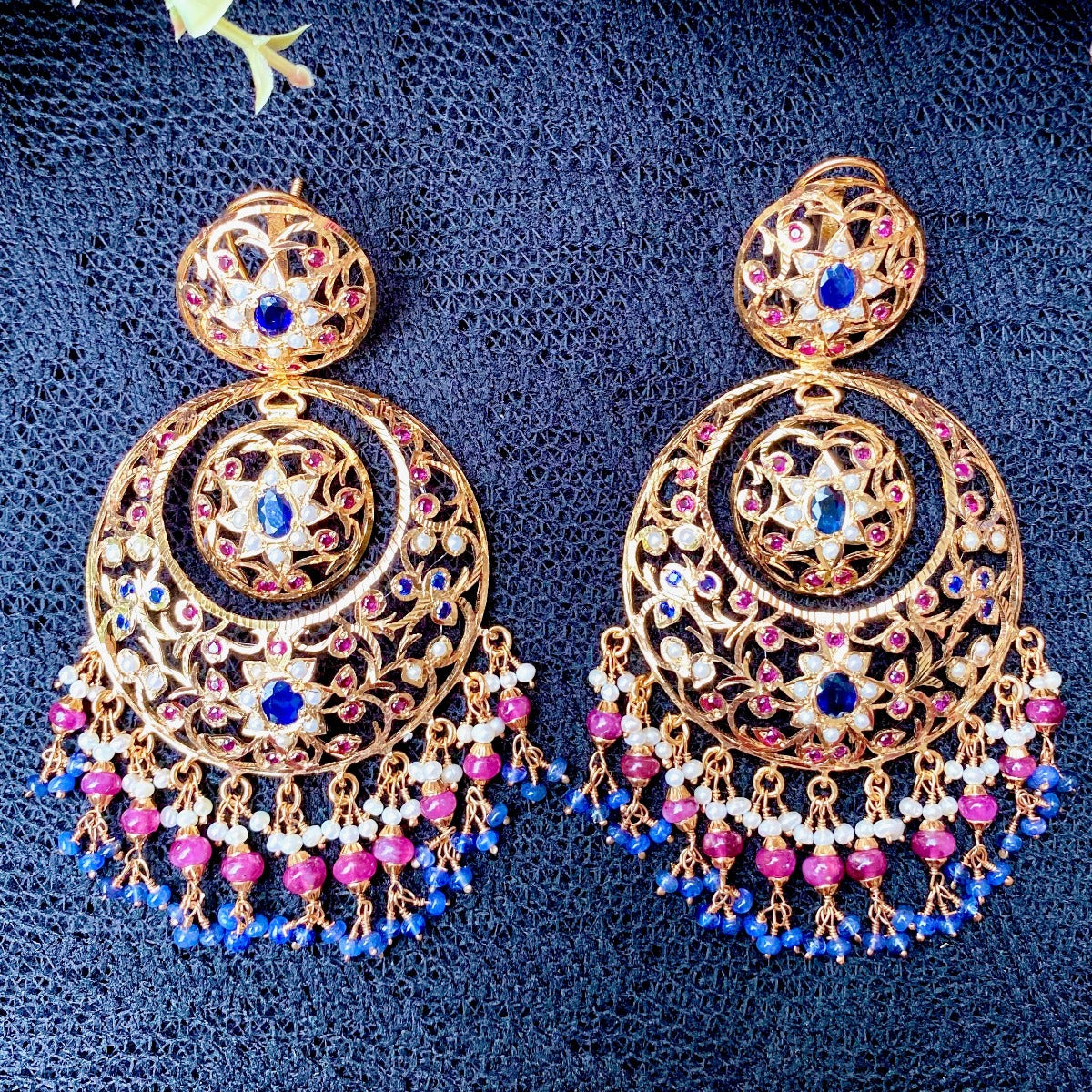 antique kashmiri jadau chandbali with gold plating