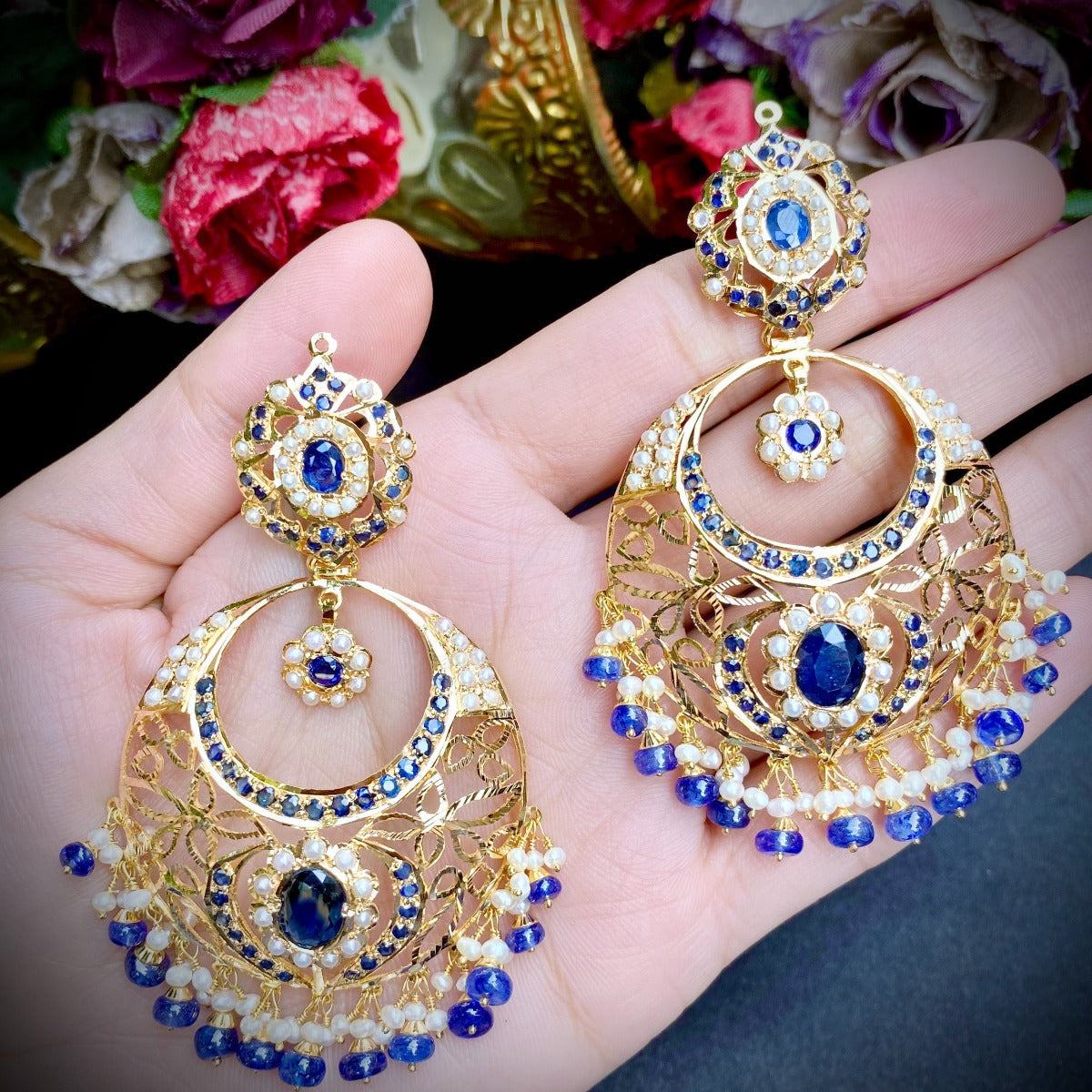 Jadau Chandbali with Jali Work in 22k Gold GER 011