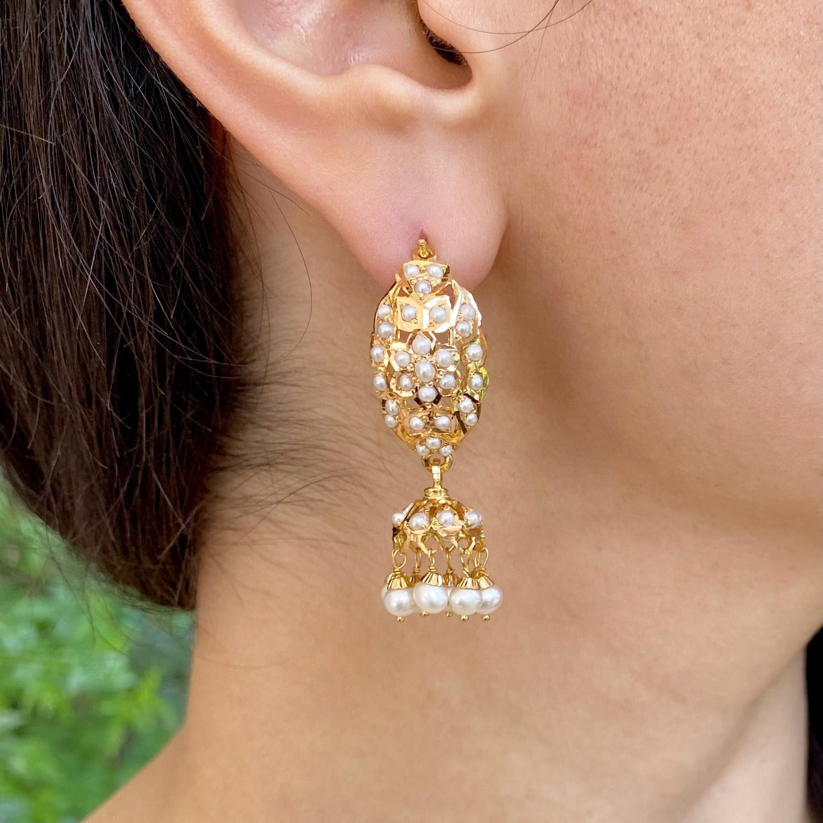 Light Weight Dandi Jhumki Set With Freshwater Pearls GER 046