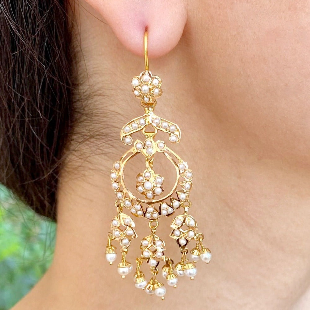 Pearl Chandbali Earrings in 916 Gold GER 048