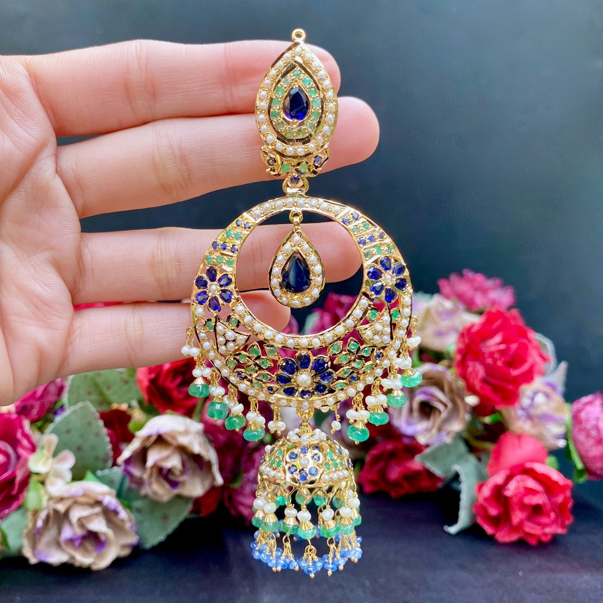 oversized chandbali earrings gold