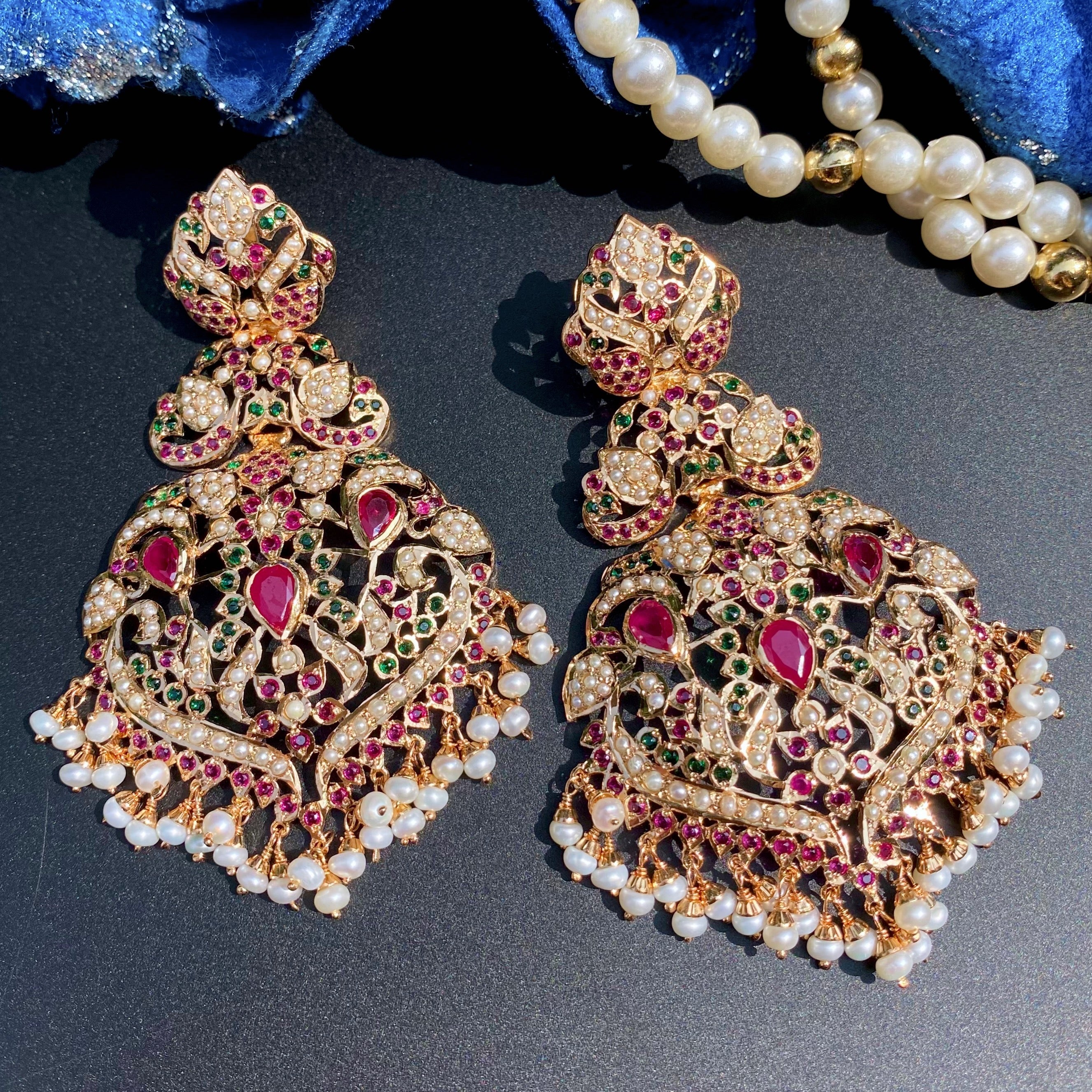 Heritage Indian Jewelry | Traditional Jadau Earrings | ER 648