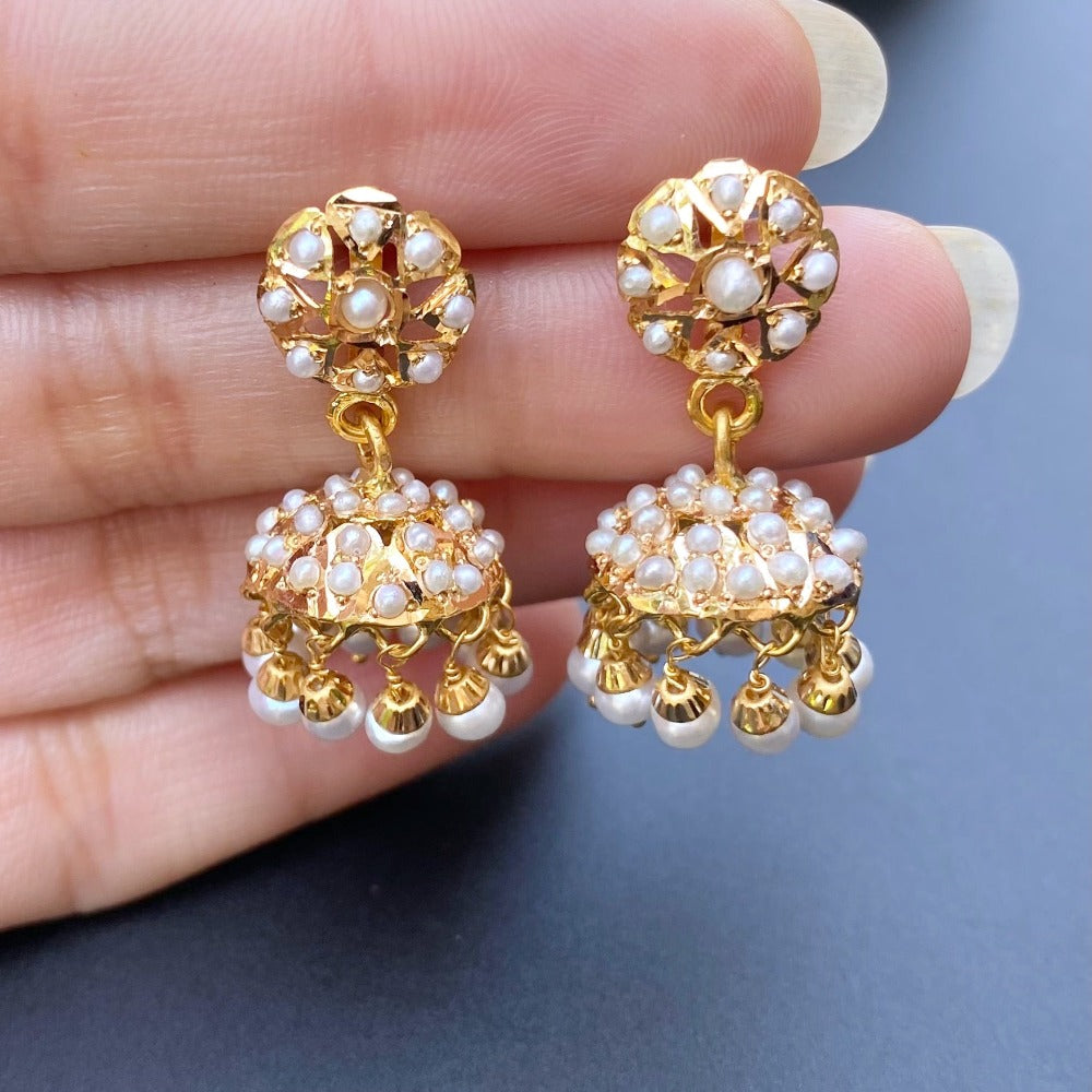 light gold jhumkis