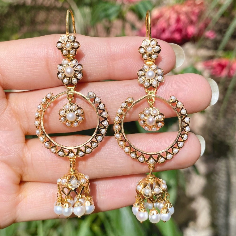 pearl jhumki on 22k gold