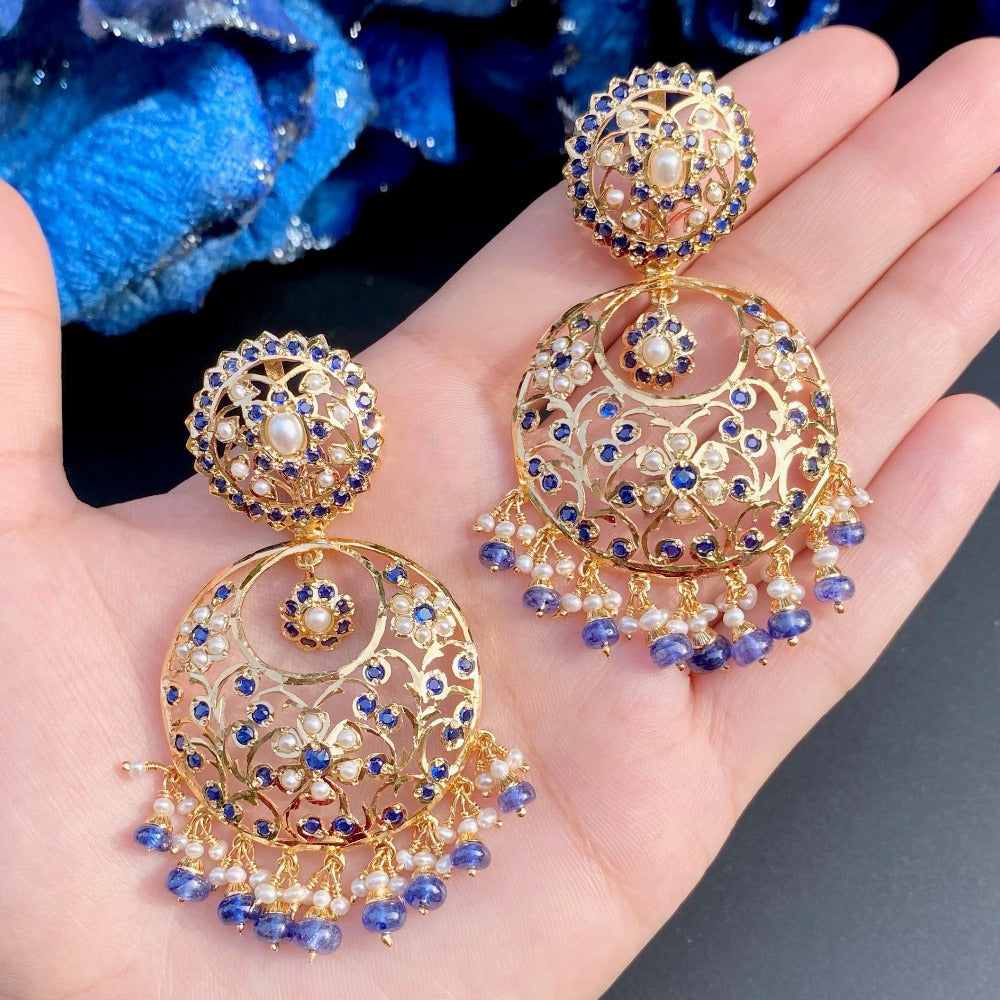 gold plated jadau earrings