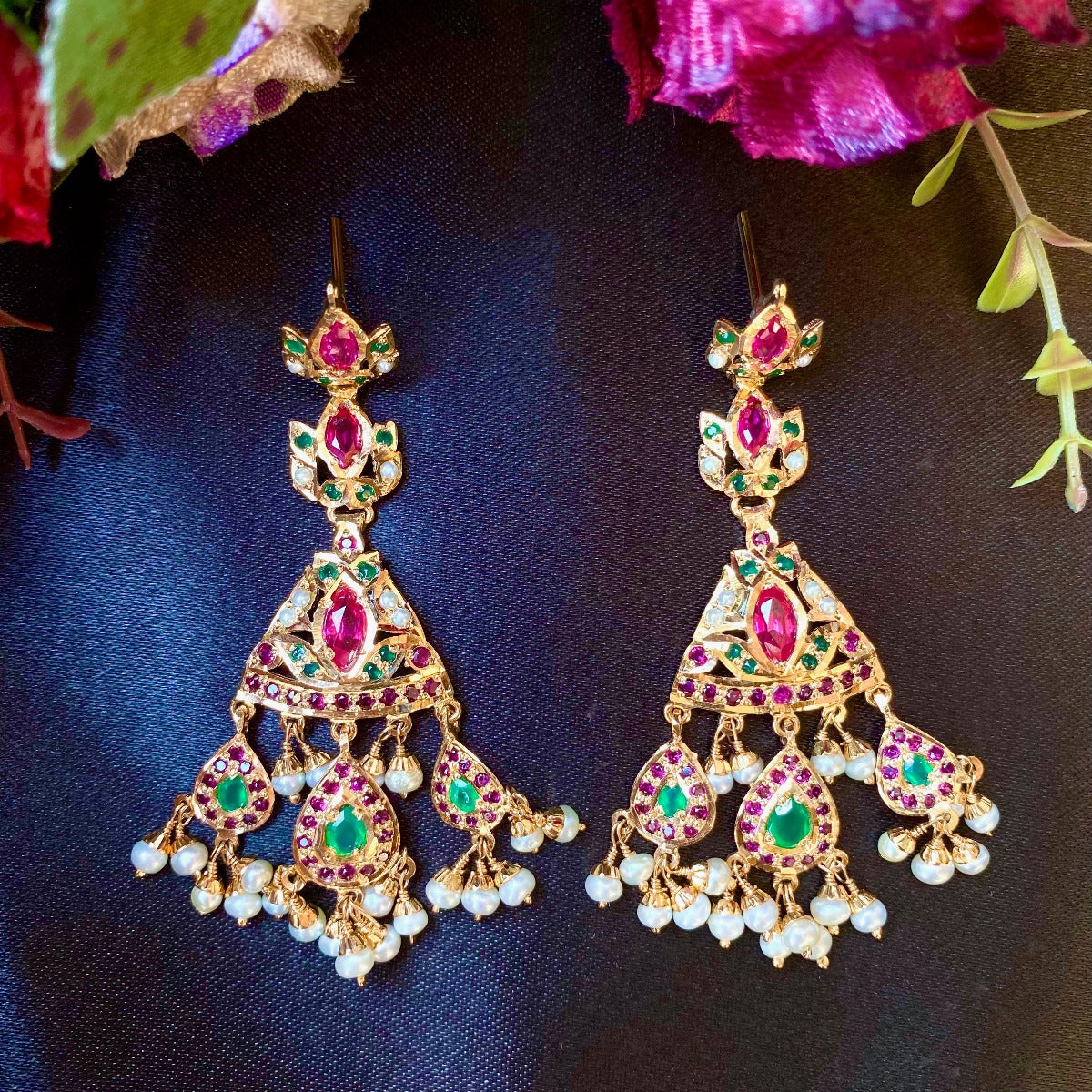 gold plated long earrings