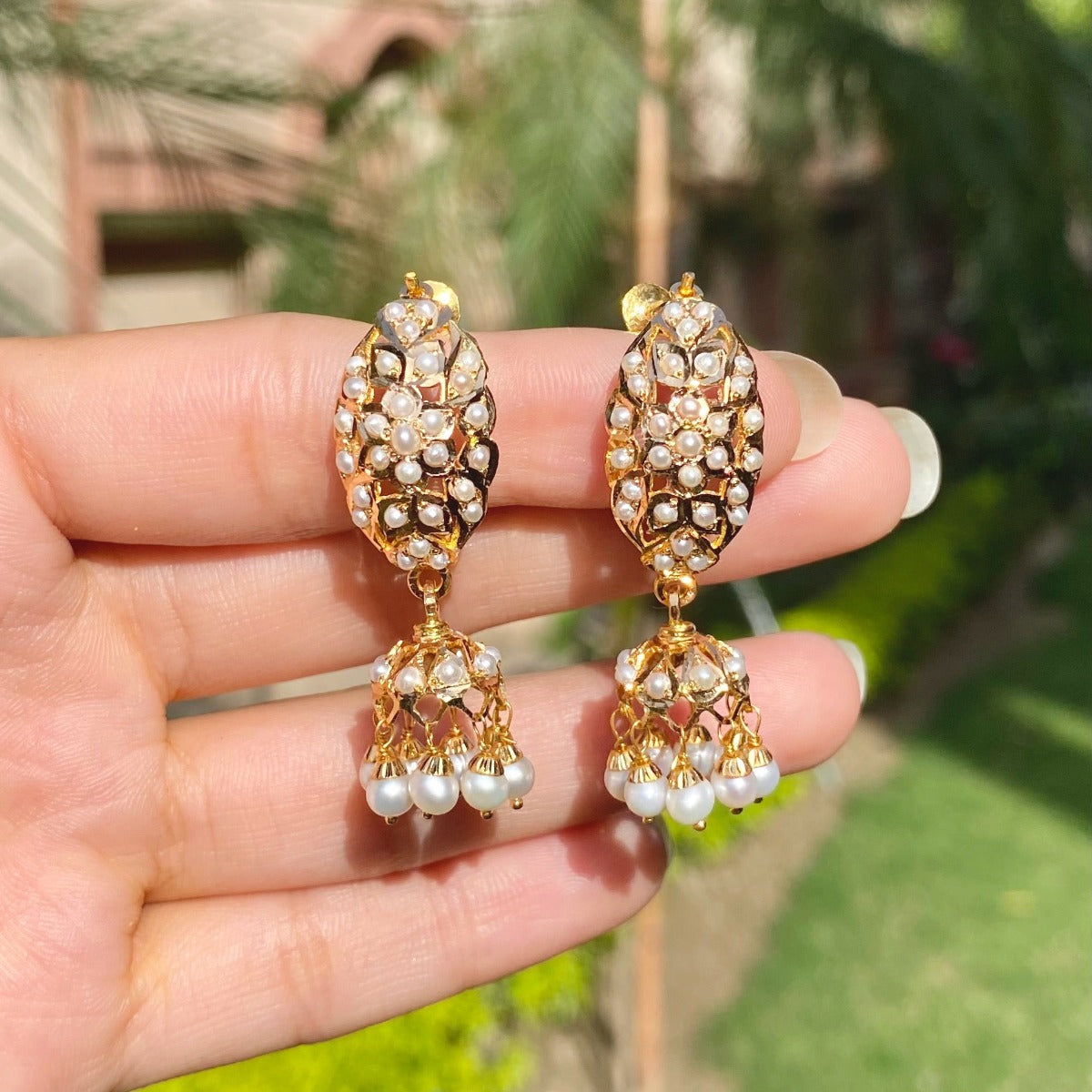 Light Weight Dandi Jhumki Set With Freshwater Pearls GER 046