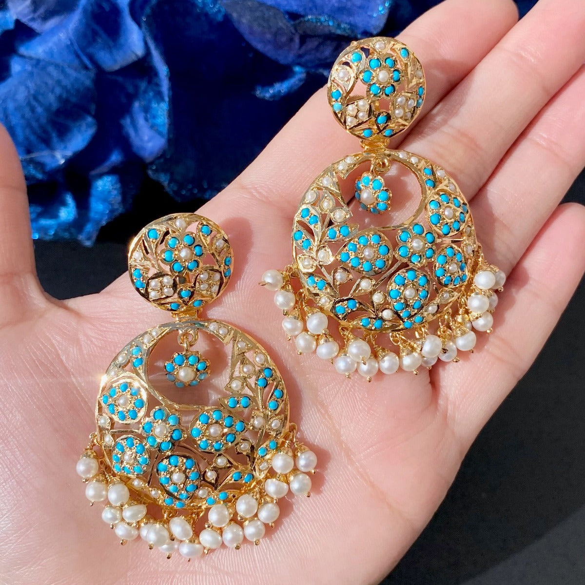 feroza chandbali earrings