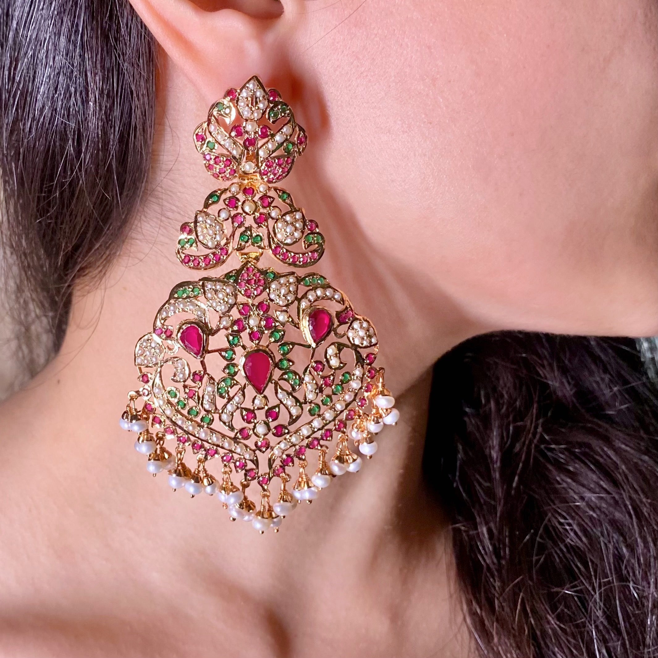 Heritage Indian Jewelry | Traditional Jadau Earrings | ER 648