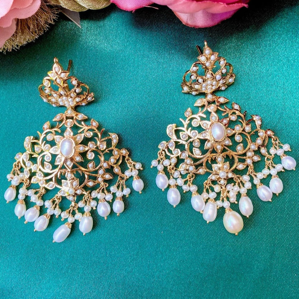 gold plated kundan earrings