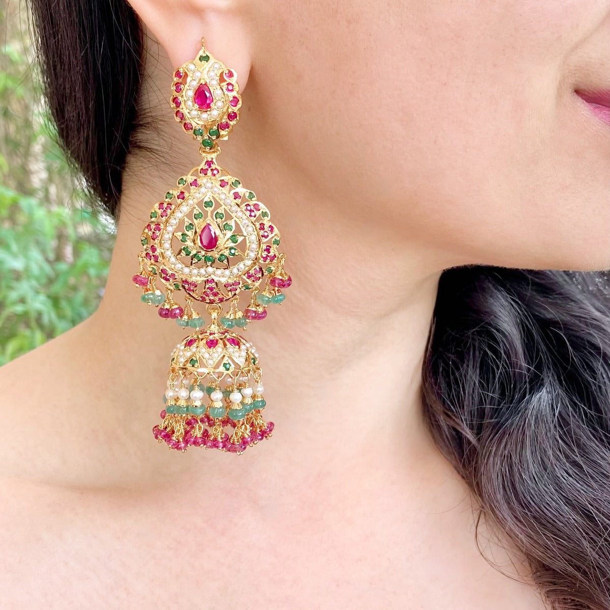 rajasthani earrings with jhumka at bottom