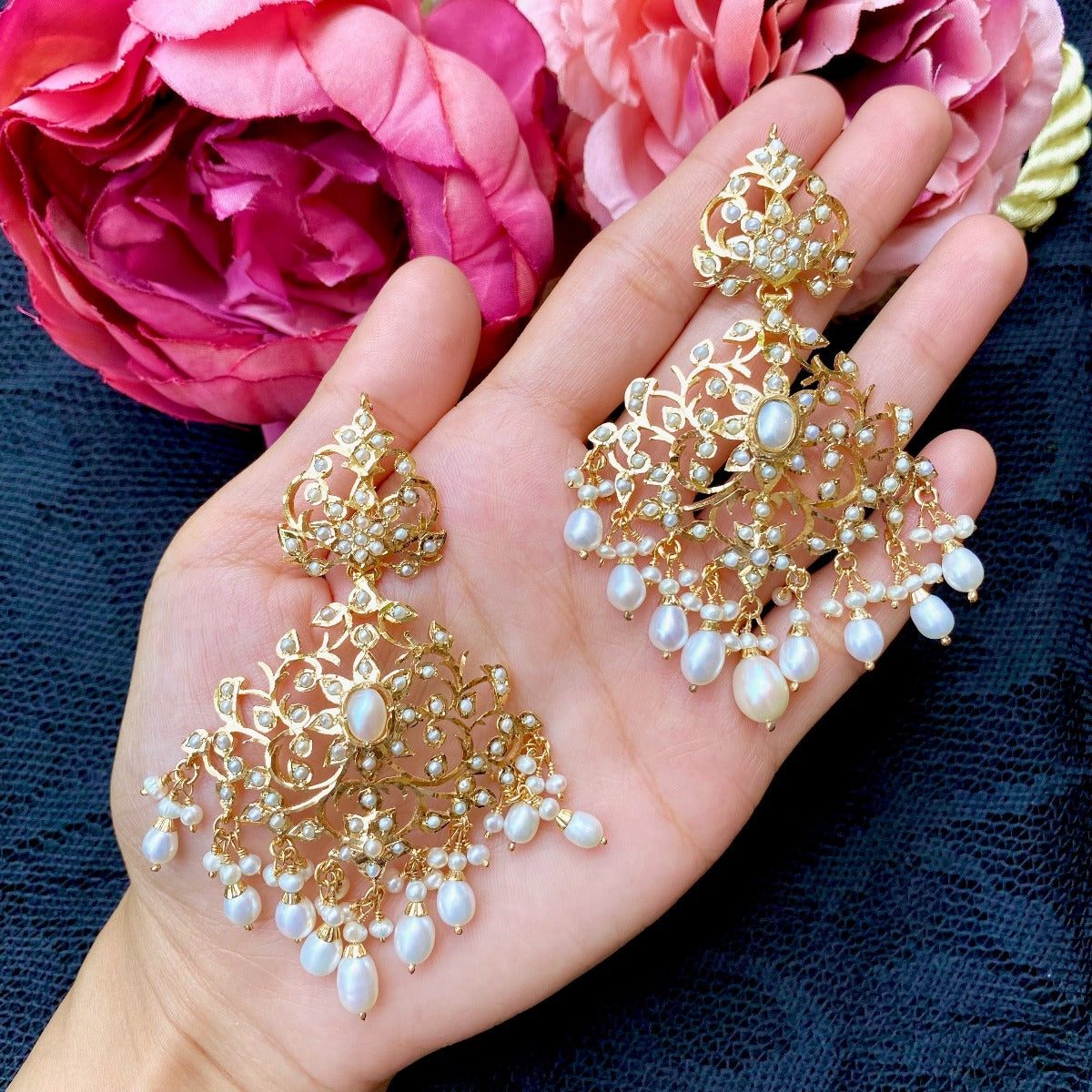 gold plated earrings bollywood for destination wedding