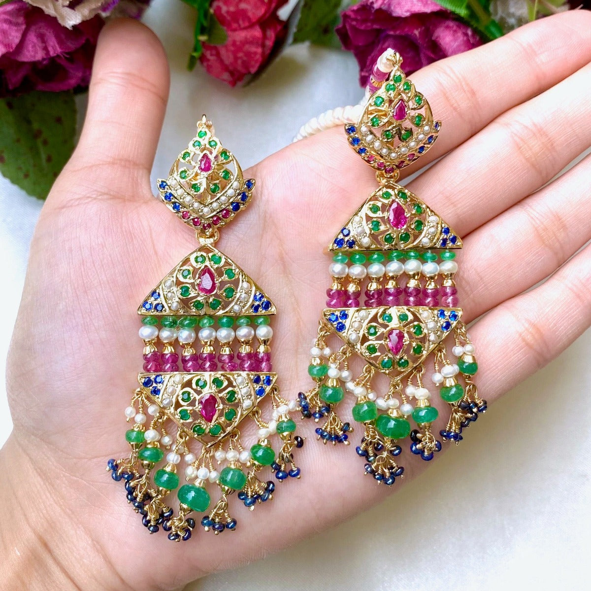 jadau earrings jhummer style