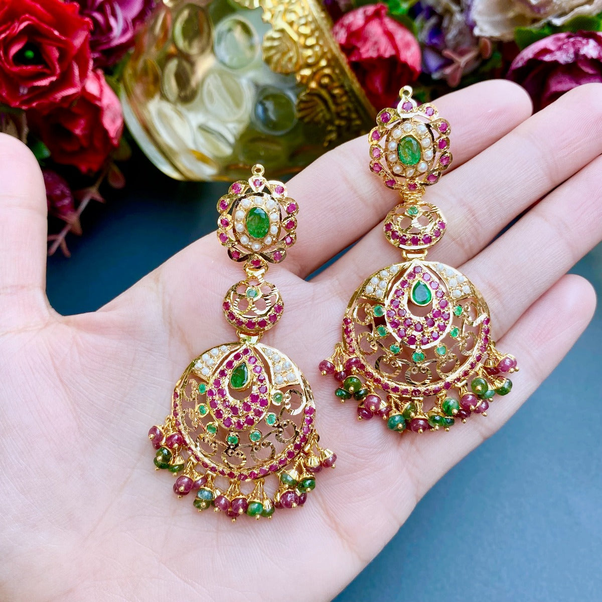 22k gold jadau bridal hasli set