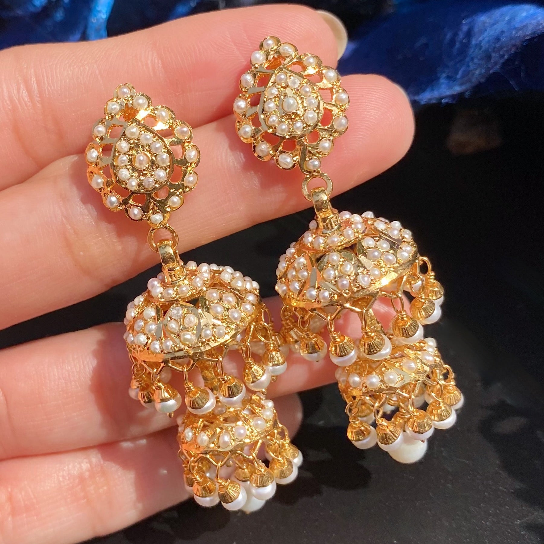 All Pearl Double Jhumka Earrings | Traditional Indian Jadau Jewelry | ER 678