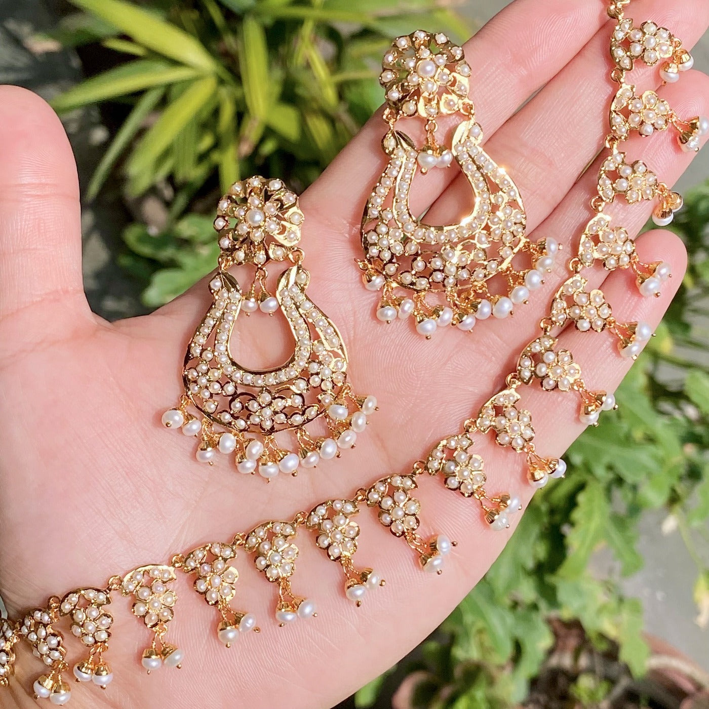 gold plated pearl set