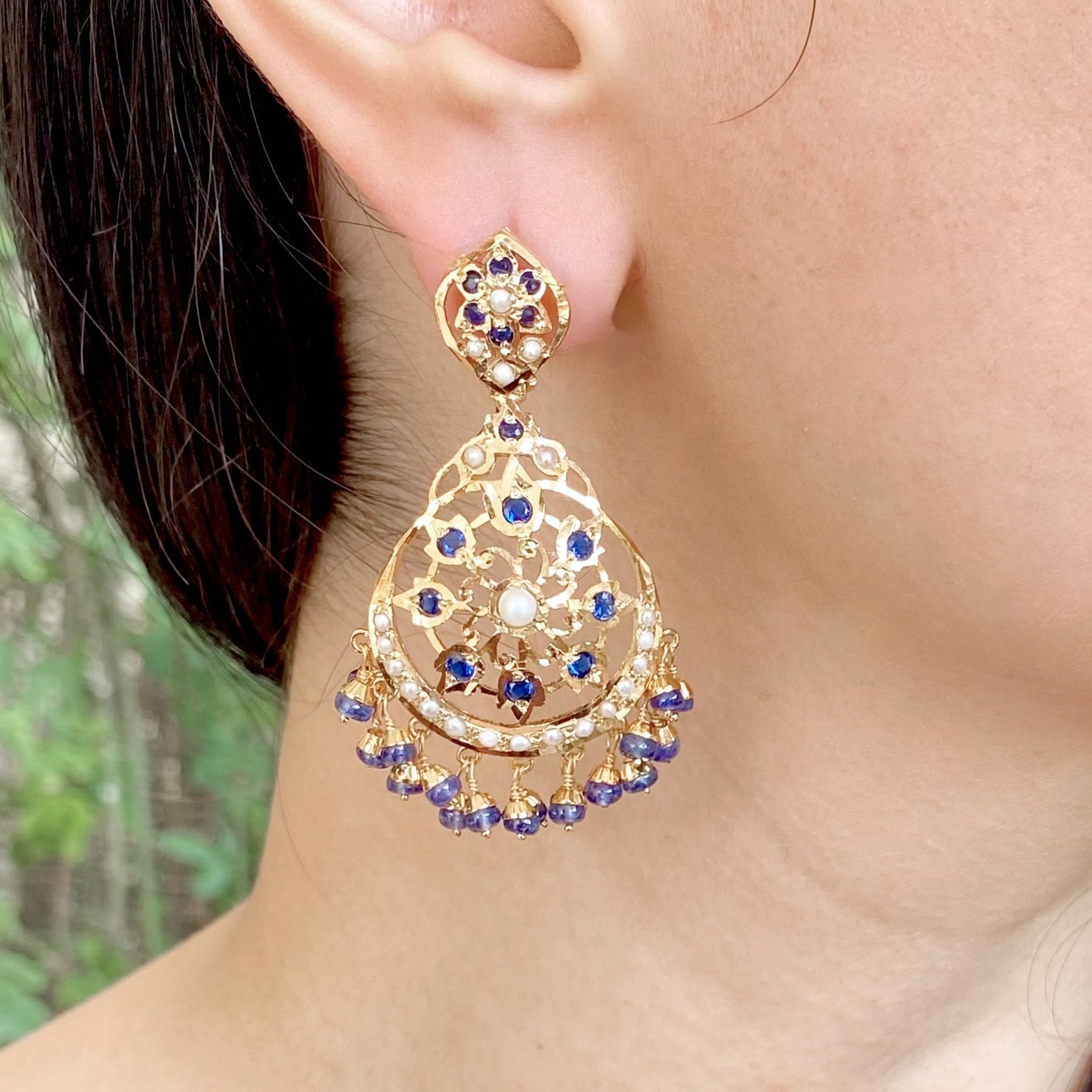 gold plated jadau earrings