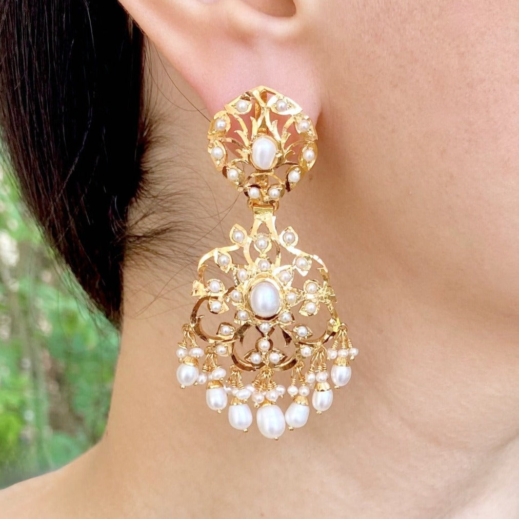 gold plated pearl earrings