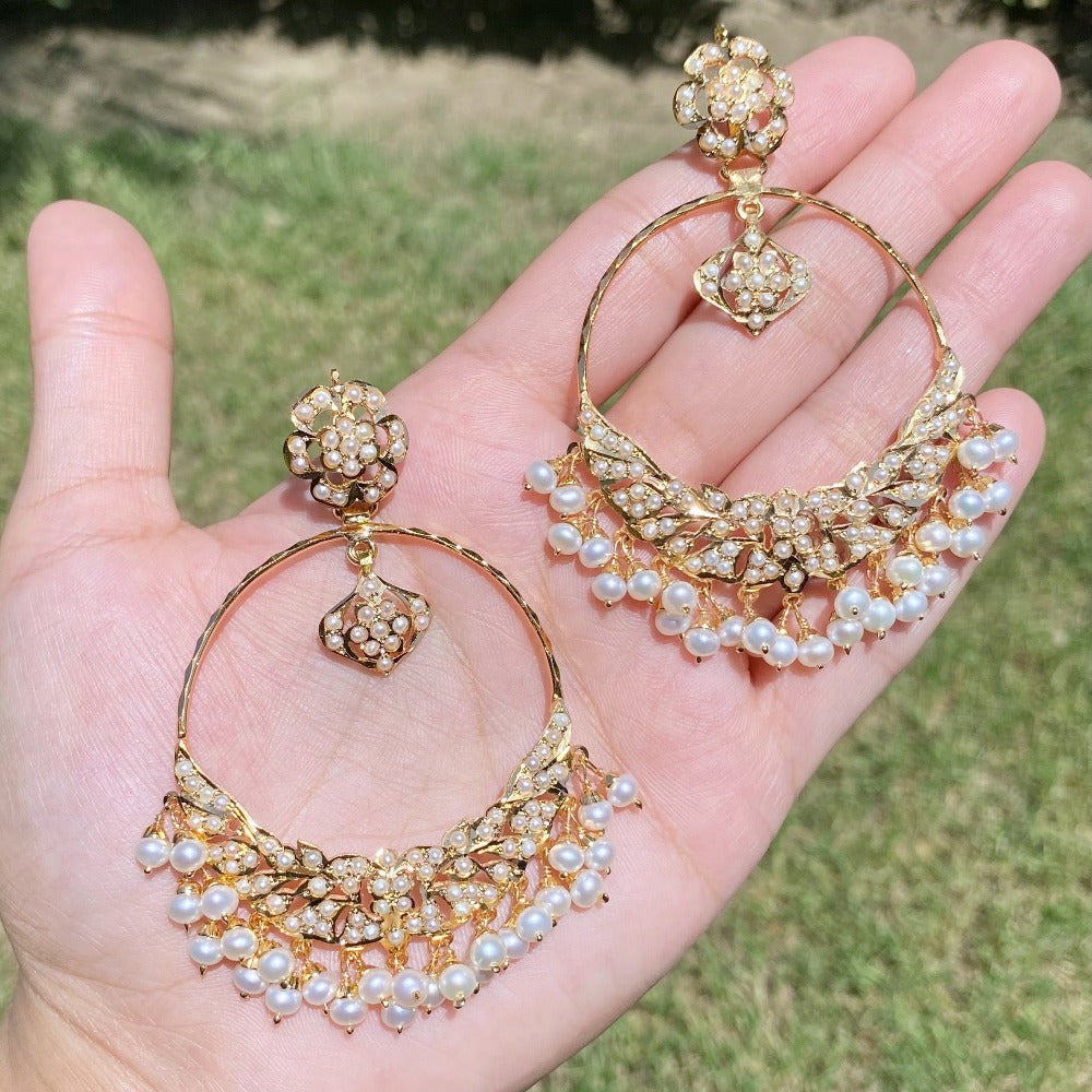 gold plated hoop earrings with pearls