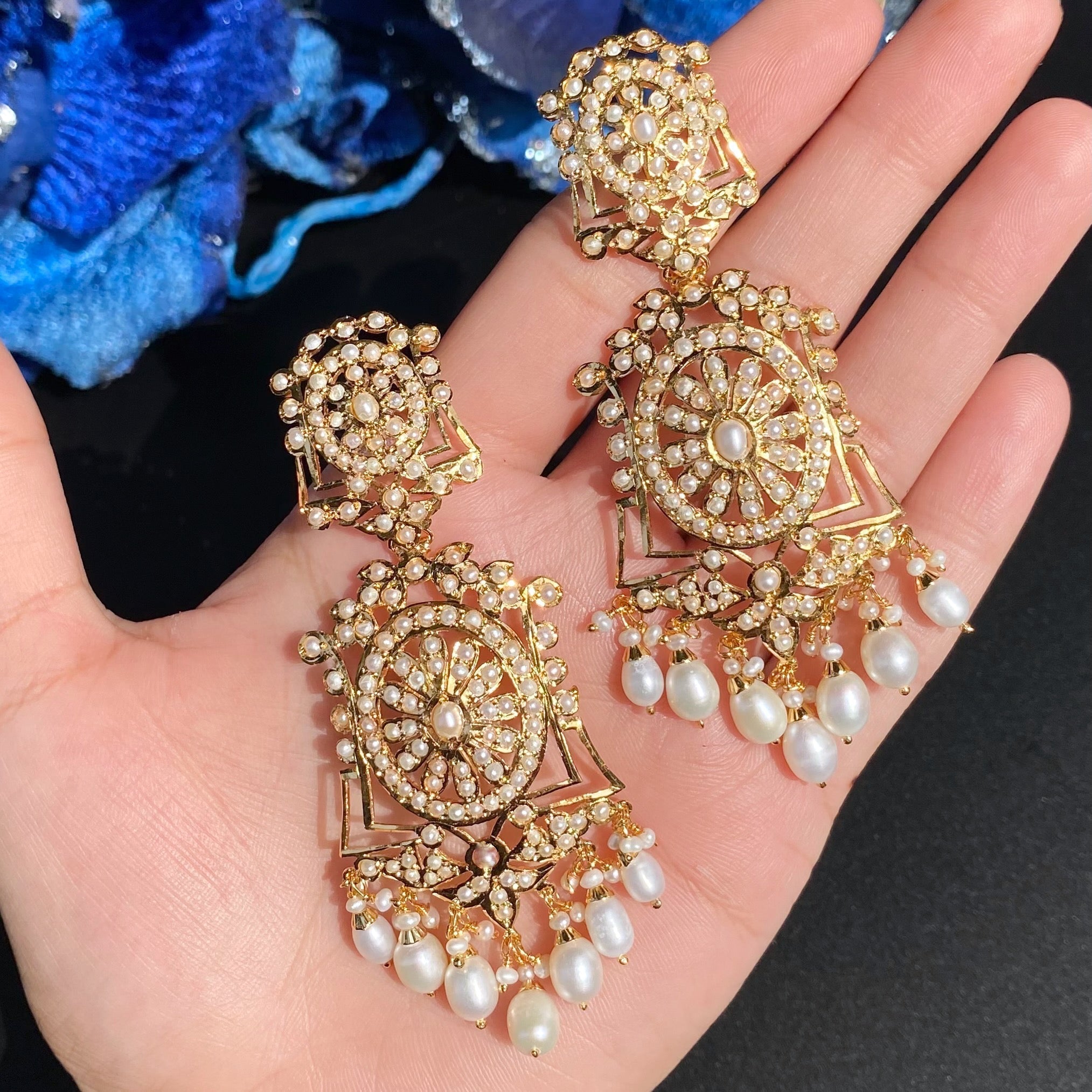 long indian pearl earrings