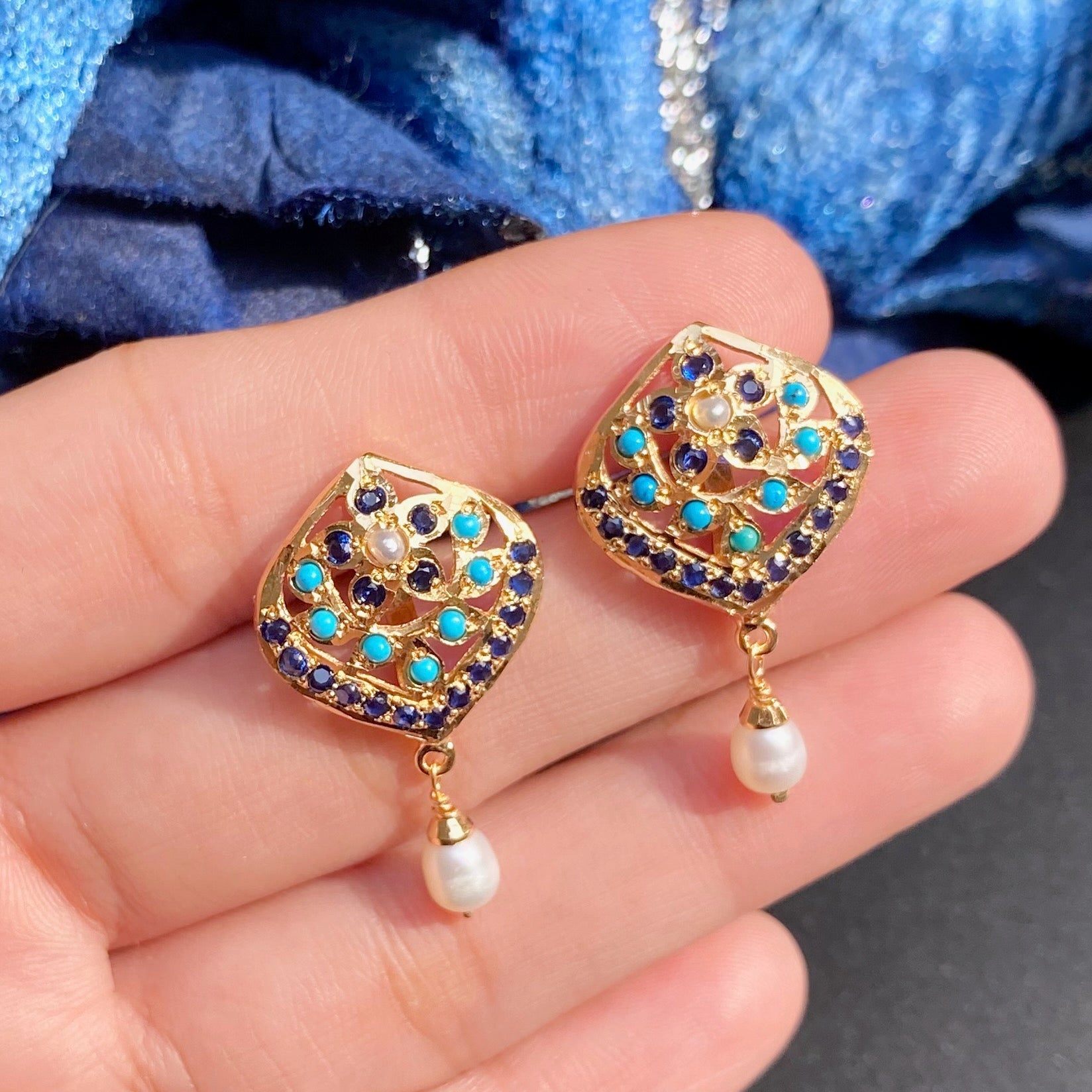 Jadau Studs For Girls | Gold Plated on Pure 925 Sterling Silver ER 661