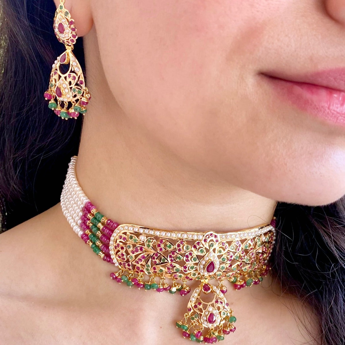 traditional indian pakistani jadau choker