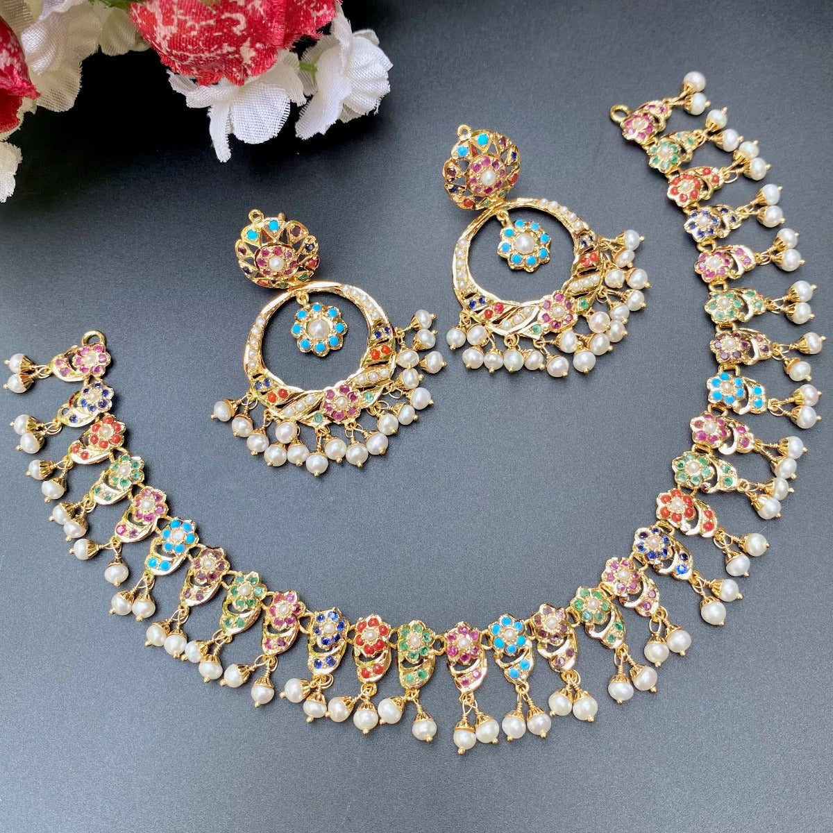 classic jadau necklace set