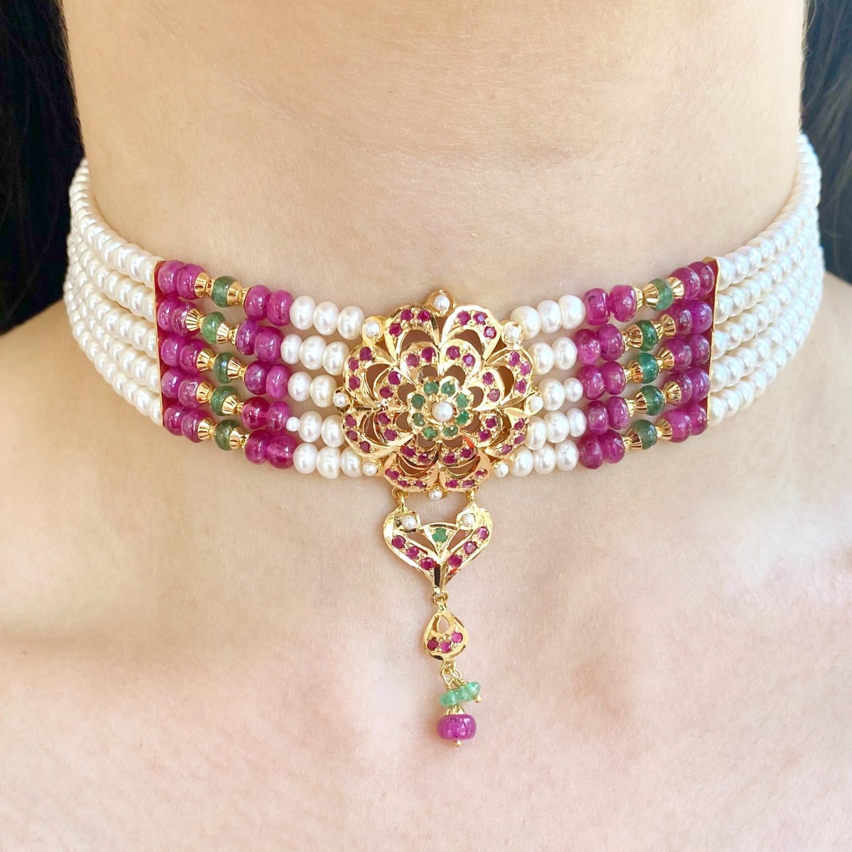 gold choker set malabar