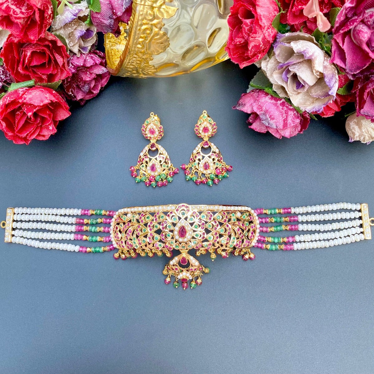 traditional indian pakistani jadau choker