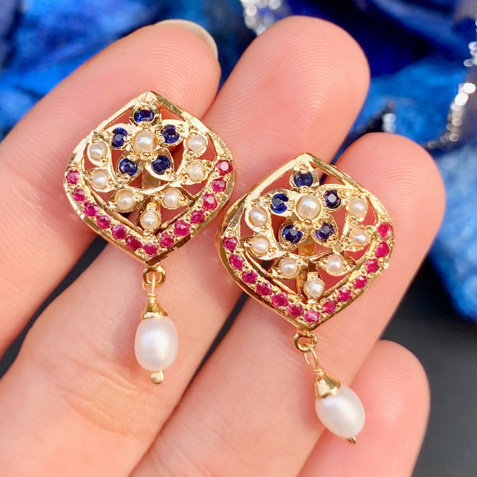 Dainty Jadau Studs | Gold Plated Earrings on Sterling Silver ER 662