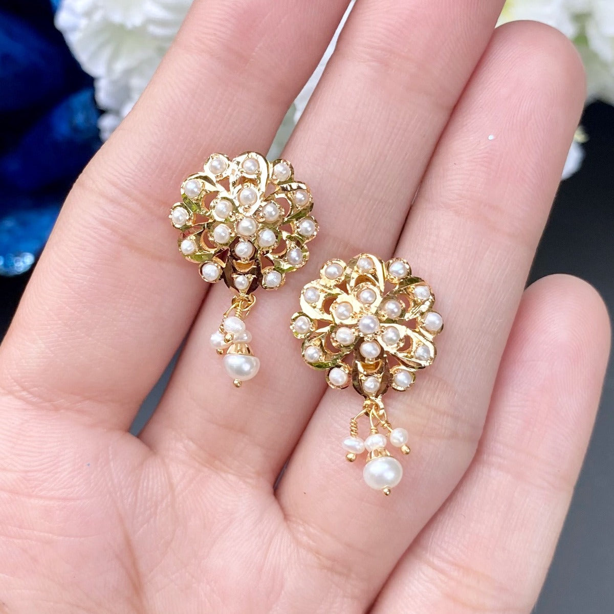 gold studs matching pendant