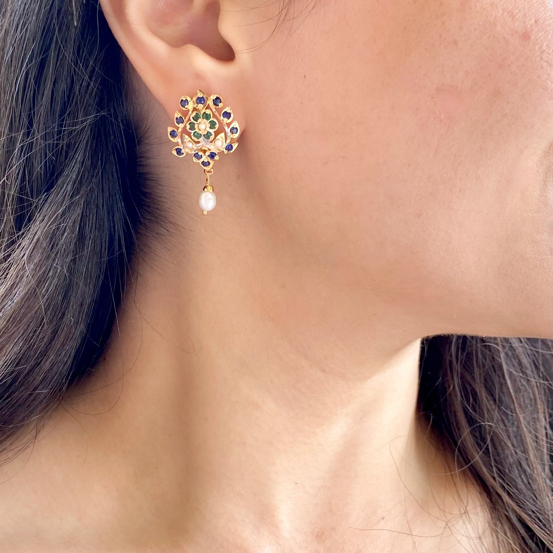 Silver Stud Earrings | Handmade Indian Jewelry Gold Plated ER 664