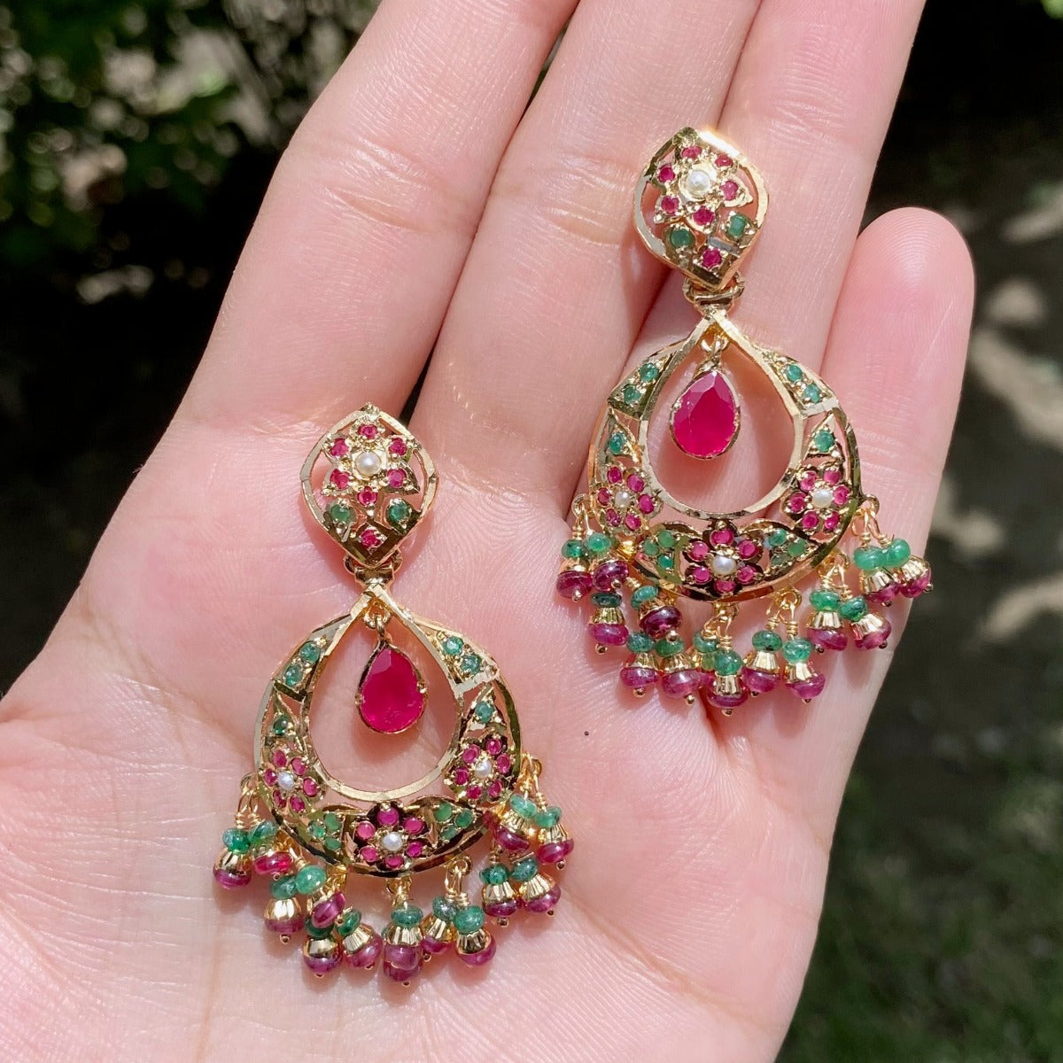 small ruby emerald earrings