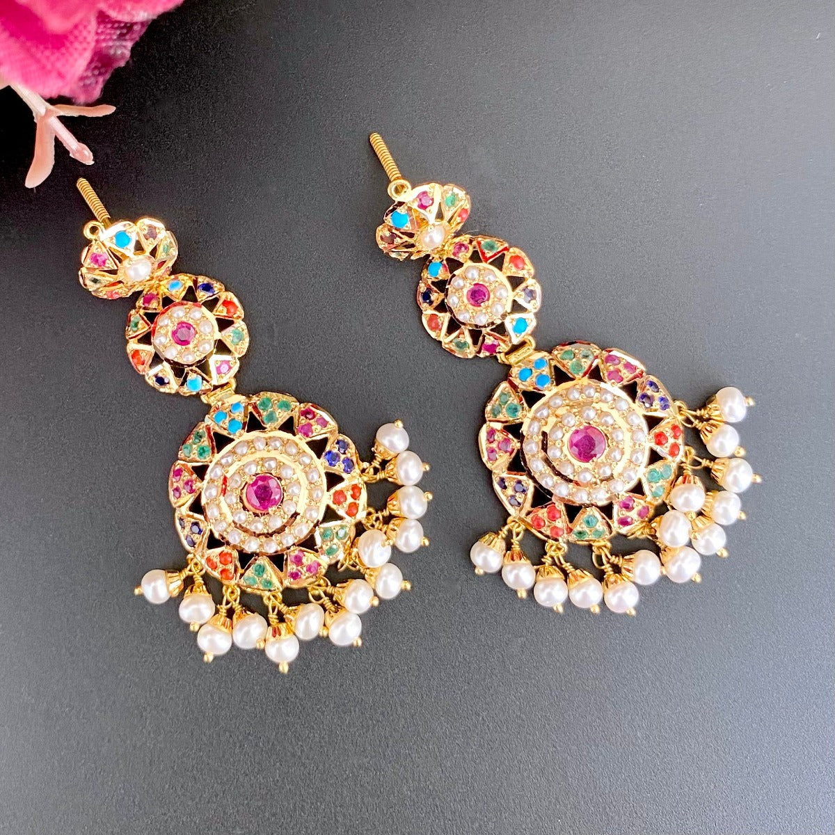 14k gold nauratan earrings