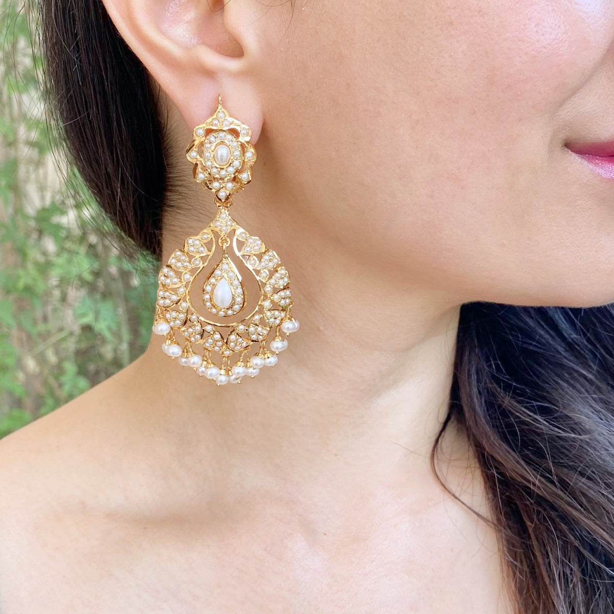 kundan earrings chandbali