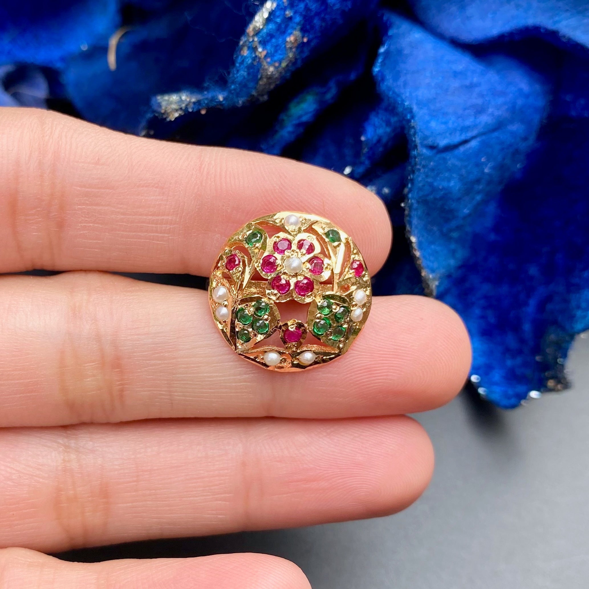 Dainty Jadau Ring | Ruby Emerald Ring LR 065