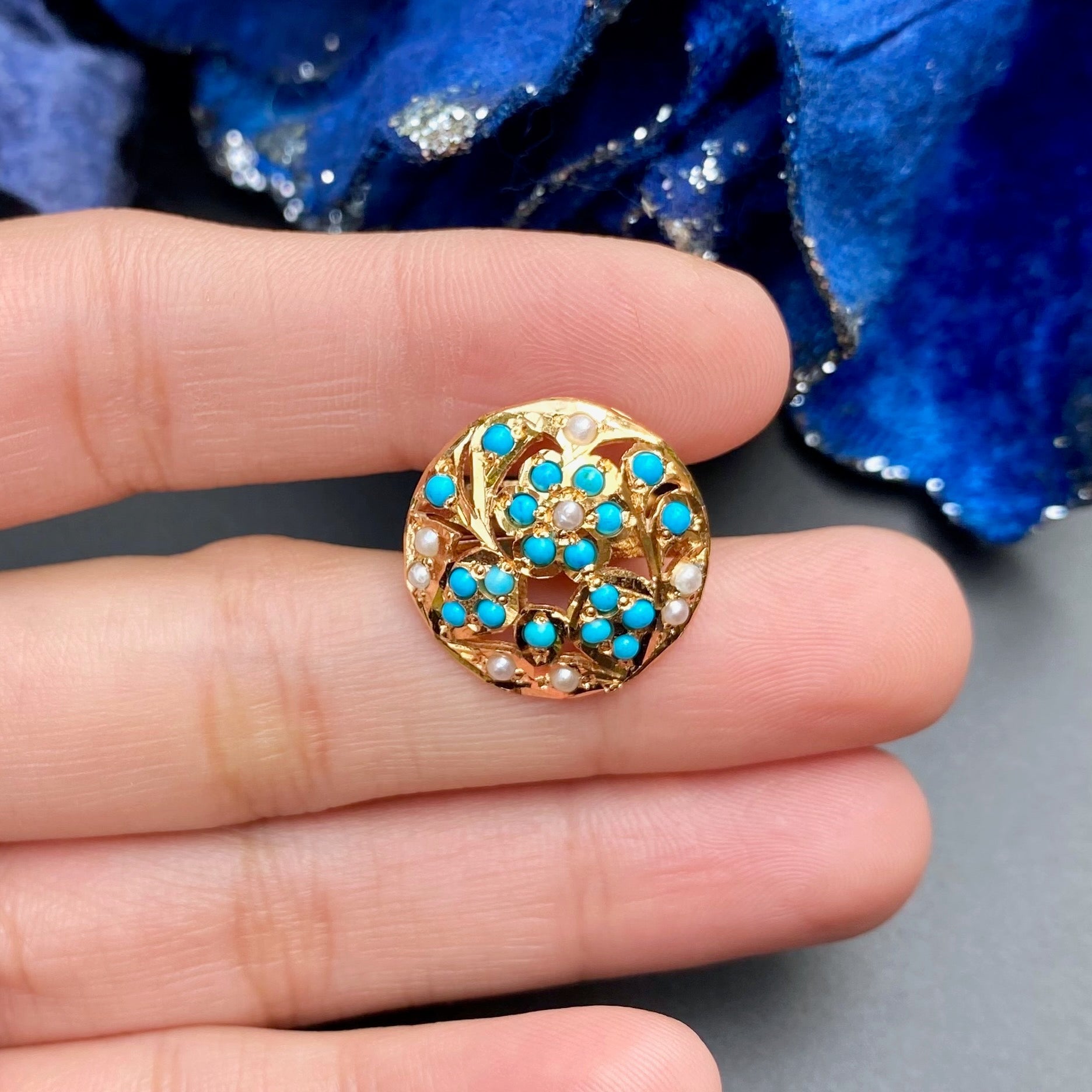 Gold Plated Turquoise Ring | 925 Sterling Silver with Gold Plating LR 060